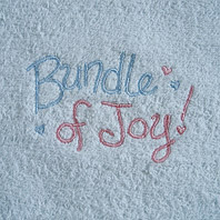 embroidered baby blanket with words bundle of joy