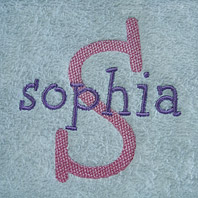 embroidered girls name on baby blanket with white trim