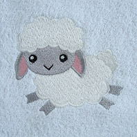 embroidered lamb on baby blanket