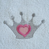 embroidered princess crown on baby blanket