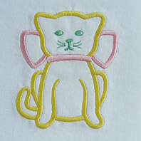 Embroidered Pillow Cat with Bow