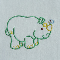 Embroidered Pillow Rhino